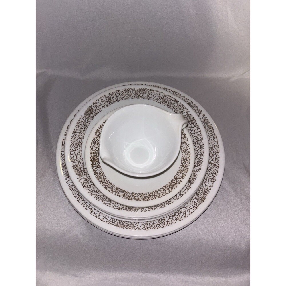 Corelle Woodland Brown 12 Piece Set 3 Dinner, 5 Medium Sized, 3 Saucers, 1 Cream